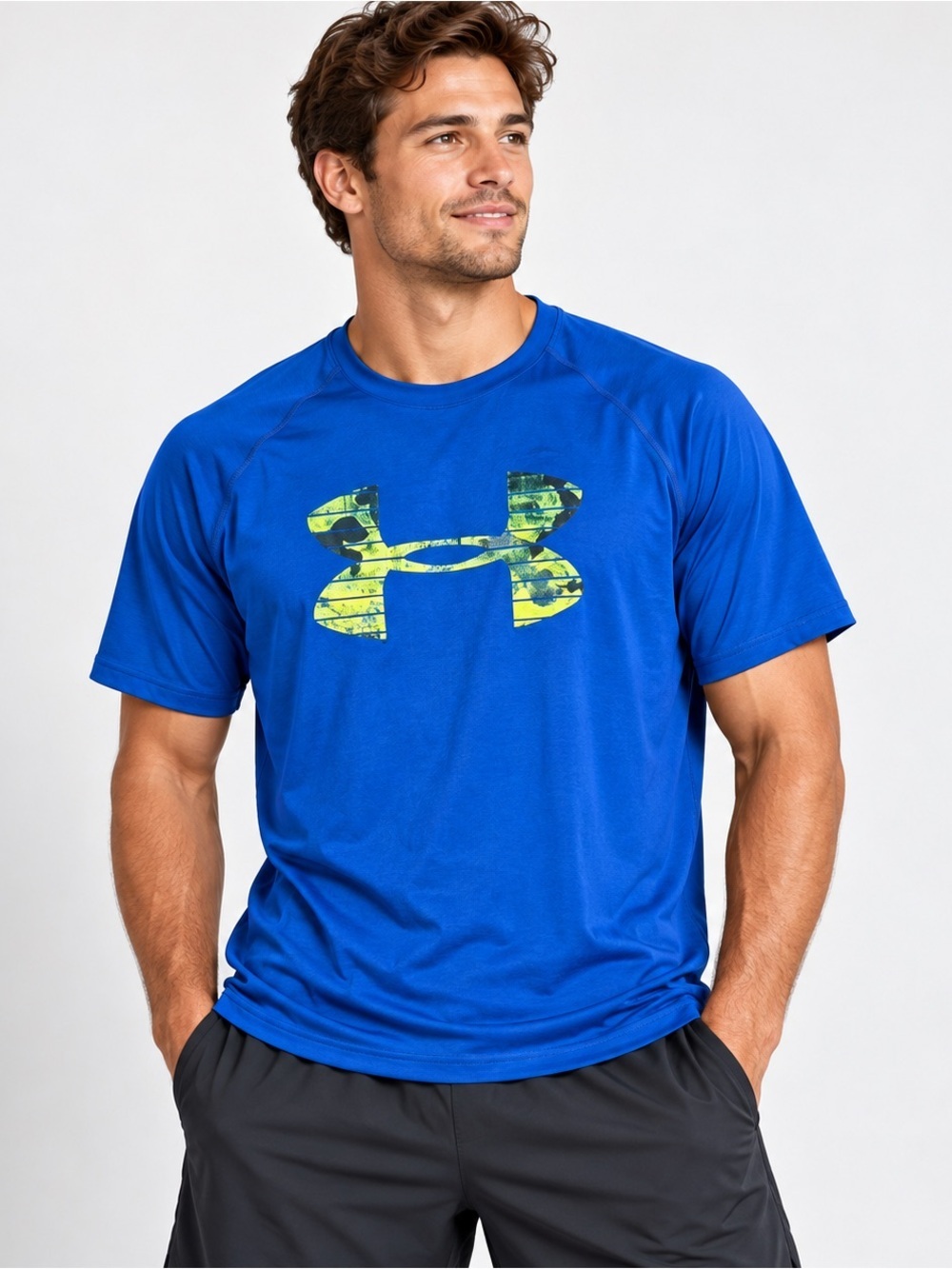 Under Armour Workout Shirt Mens Large Short Sleeve Performance Loose Fit Blue